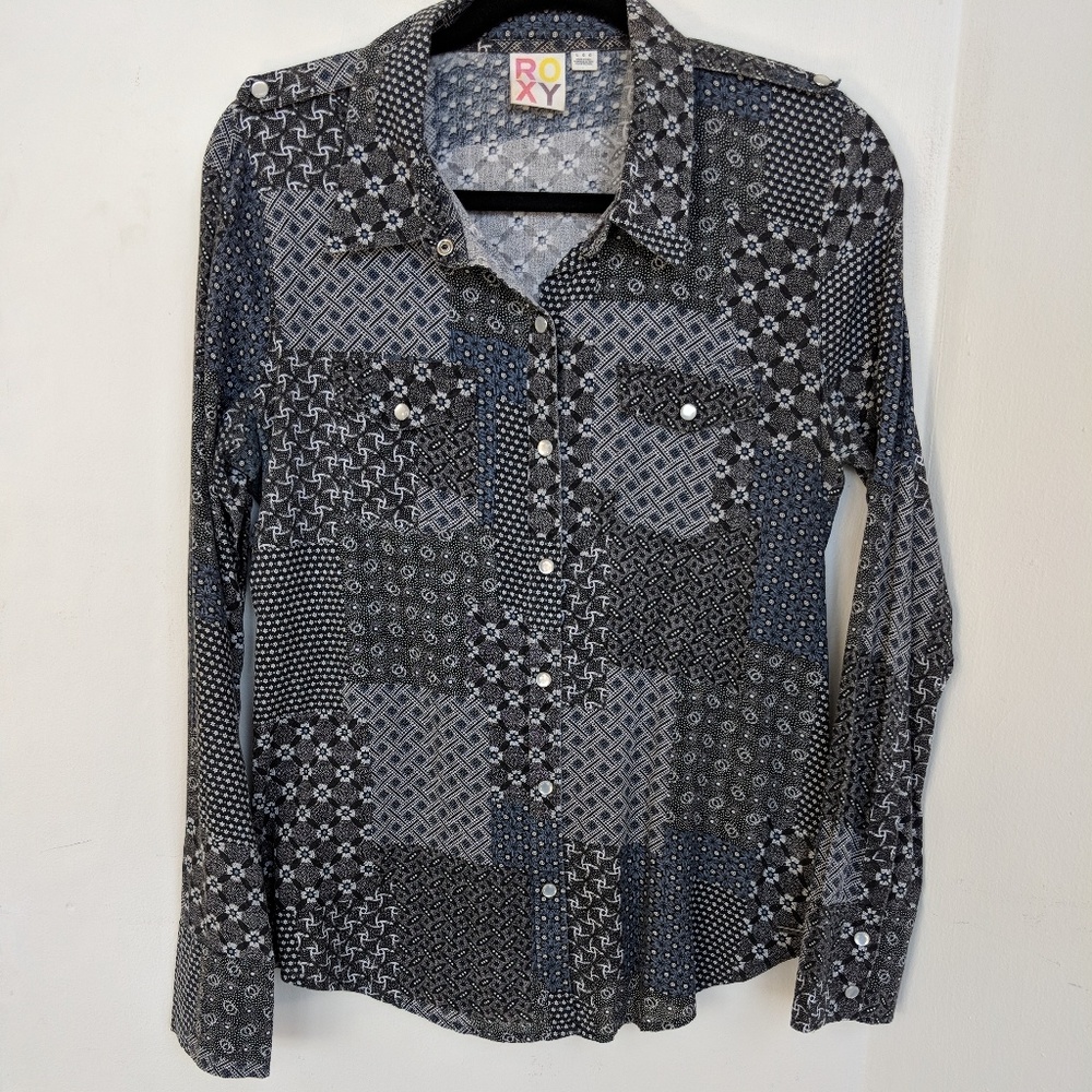Roxy🐺grey button up🐺GUC🐺sz L (jr)